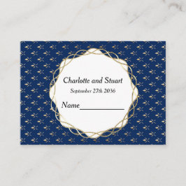 Tarjeta De Mesa Boda Clásica de Azul y Oro