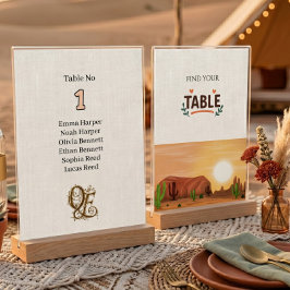 Tarjeta De Mesa Boda clásica de estilo boho viral del desierto de 