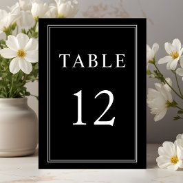 Tarjeta De Mesa Boda Clásica Elegante de Blanco y Negro