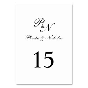 Tarjeta De Mesa Boda clásica elegante en blanco y negro