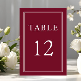 Tarjeta De Mesa Boda Clásica Elegante Formal Burgundy Roja