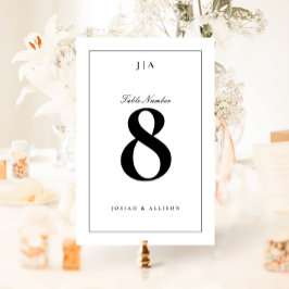 Tarjeta De Mesa Boda Clásica en Blanco y Negro