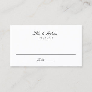 Tarjeta De Mesa Boda Clásica en Blanco y Negro Atemporal