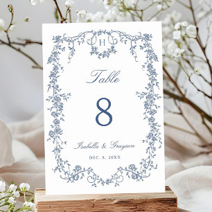 Tarjeta De Mesa Boda Clásica Francesa Victoriana con Marco Azul