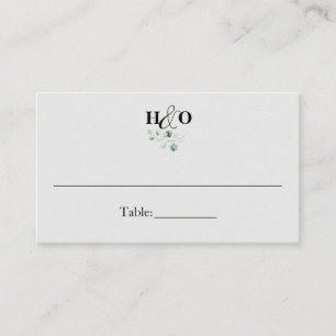 Tarjeta De Mesa Boda Clásica Monograma Eucalipto Ampersand Sage