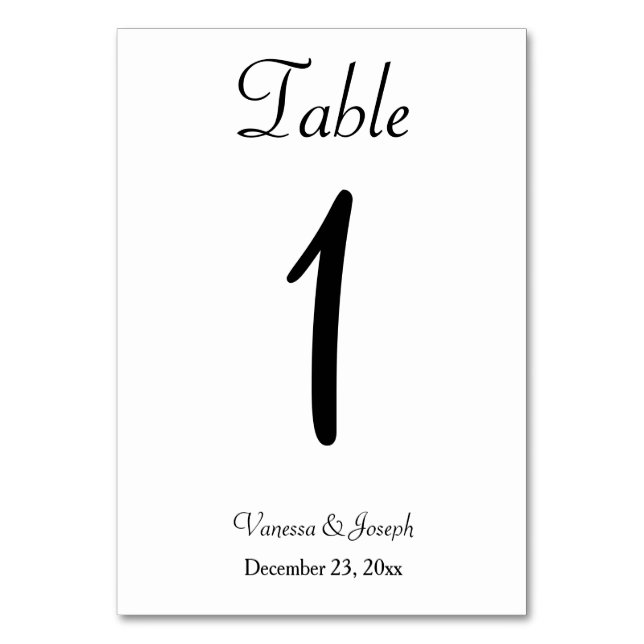 Tarjeta De Mesa Boda clásico blanco negro (Anverso)