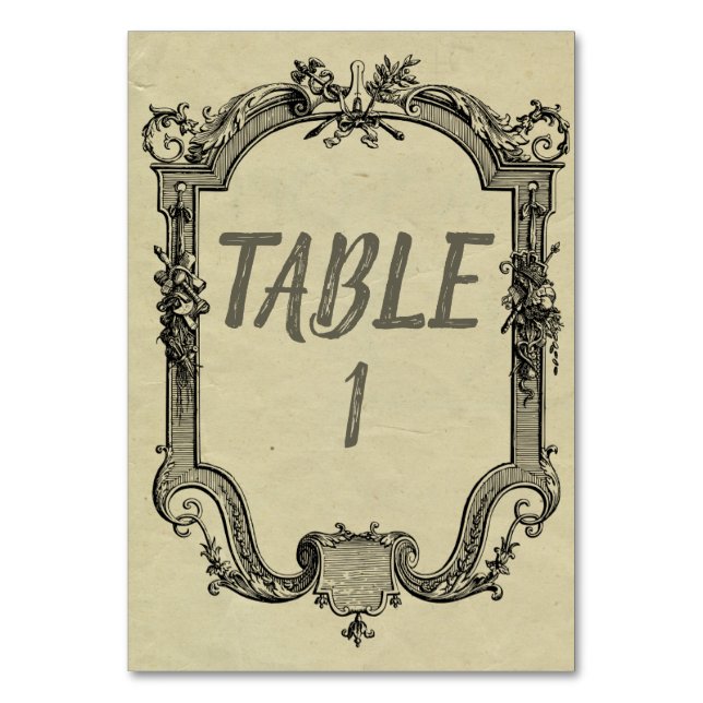 Tarjeta De Mesa Boda clásico de cosecha negra verde (Anverso)