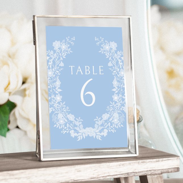 Tarjeta De Mesa Boda clásico de flor blanca azul (Subido por el creador)