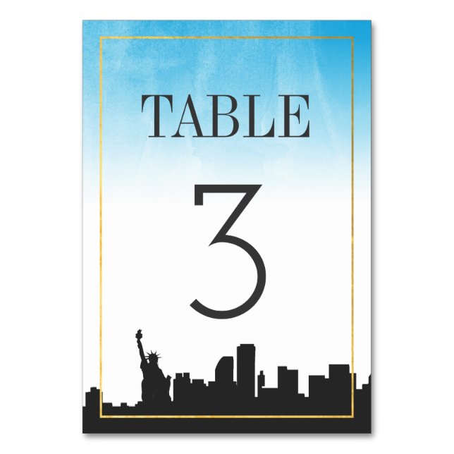 Tarjeta De Mesa Boda clásico de Nueva York (Anverso)