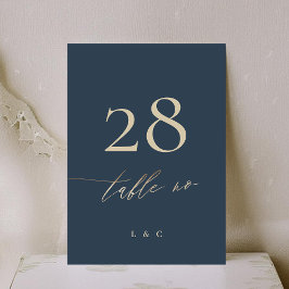 Tarjeta De Mesa Boda Clásico de Oro Navy Blue Elegant
