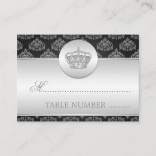 Tarjeta De Mesa Boda Colocación Real Corona Negra