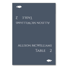 Tarjeta De Mesa Boda Colocar tarjeta-Fish Icon-Blue y White-