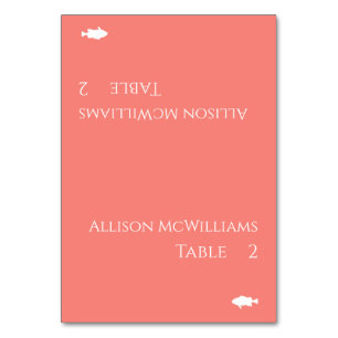 Tarjeta De Mesa Boda Colocar tarjeta-Fish Icon-Pink Coral