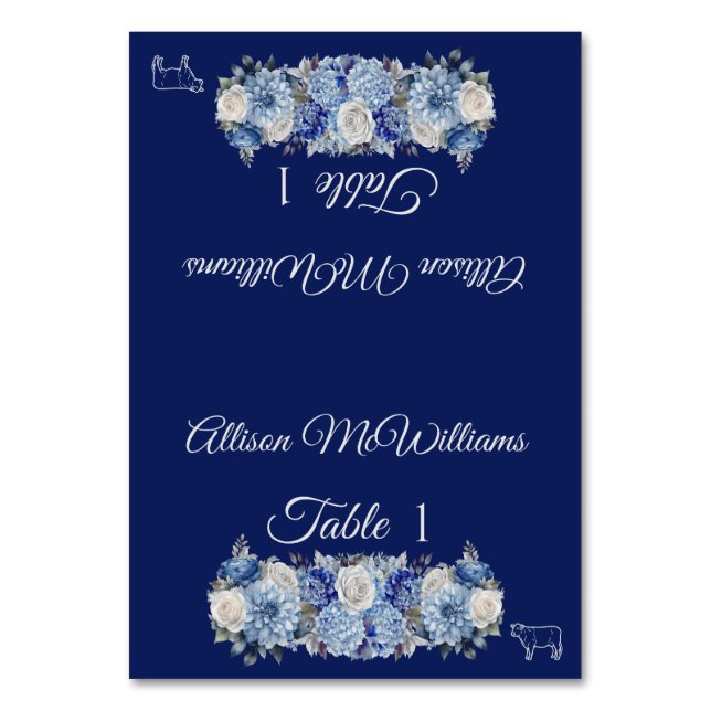 Tarjeta De Mesa Boda Colocar tarjeta-Flores acuáticas-Carne- (Anverso)