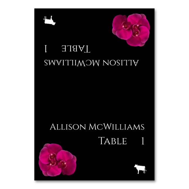 Tarjeta De Mesa Boda Colocar tarjetas-Icono de carne-Negro Fuchsia (Anverso)