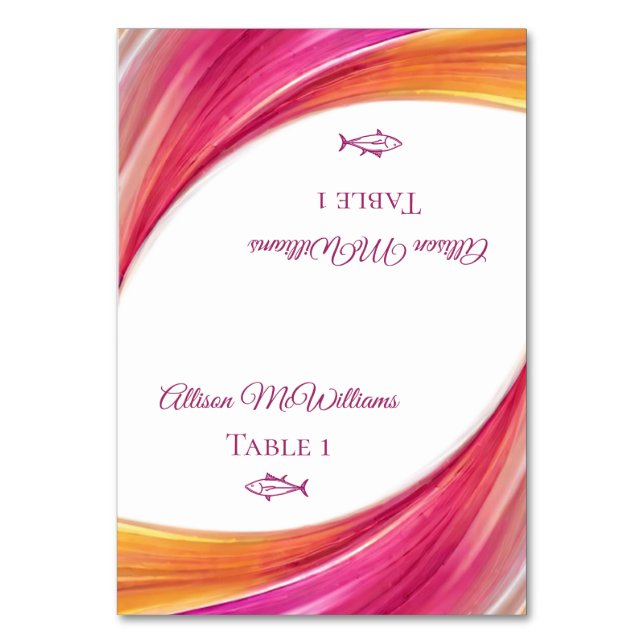 Tarjeta De Mesa Boda Colocar tarjetas-Icono de pescado- (Anverso)