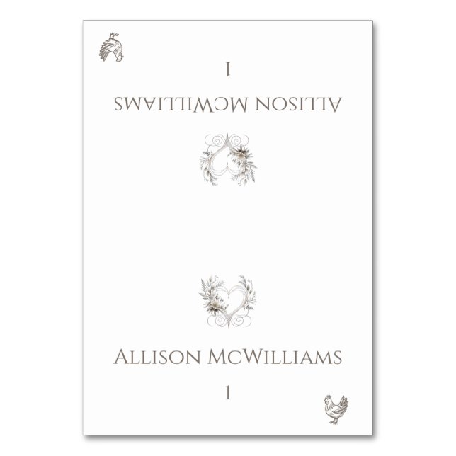 Tarjeta De Mesa Boda Colocar tarjetas-Icono de pollo (Anverso)