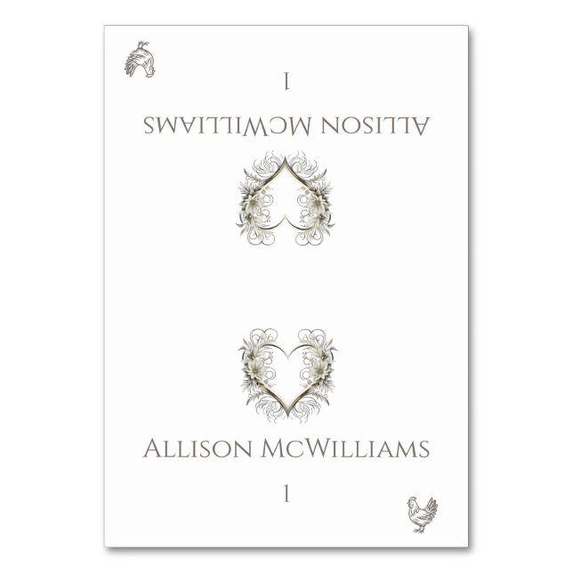 Tarjeta De Mesa Boda Colocar tarjetas-Icono de pollo (Anverso)