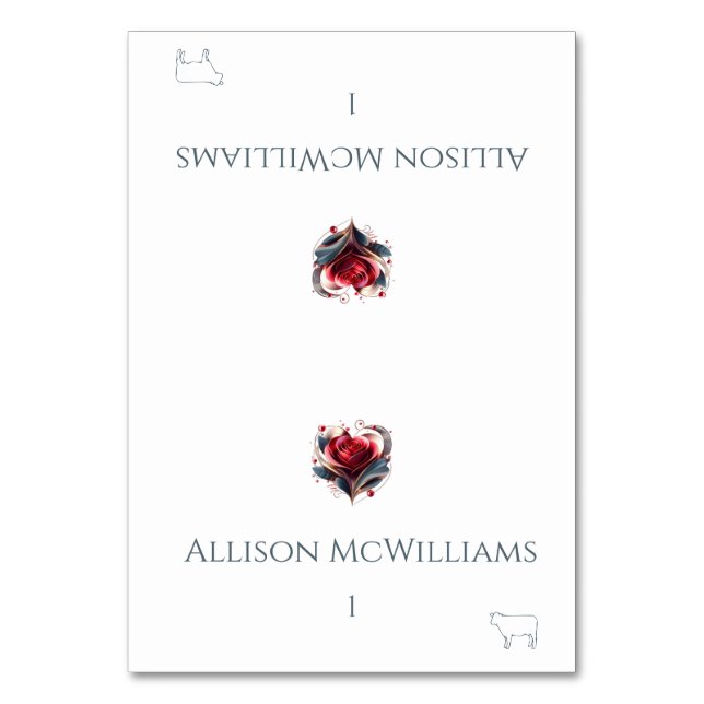 Tarjeta De Mesa Boda Colocar tarjetas-Rosa de forma de icono de ca (Anverso)