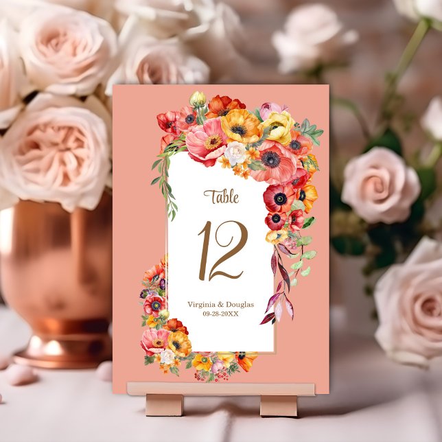 Tarjeta De Mesa Boda Colorous Poppies (Subido por el creador)