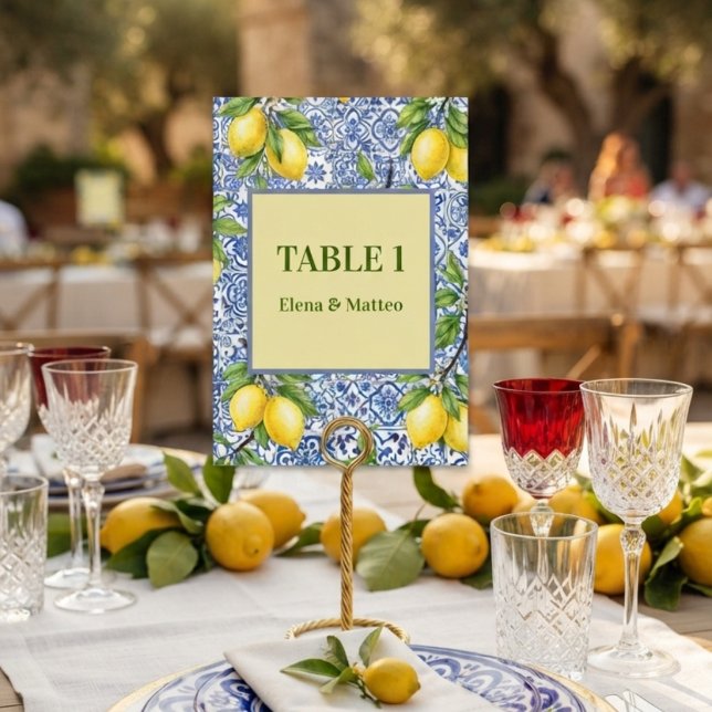 Tarjeta De Mesa Boda con Azulejo Siciliano y Limón (Subido por el creador)