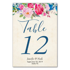 Tarjeta De Mesa Boda con borde de rosa rosa y peonía