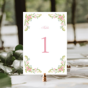 Tarjeta De Mesa Boda con borde floral rococó ornamentado