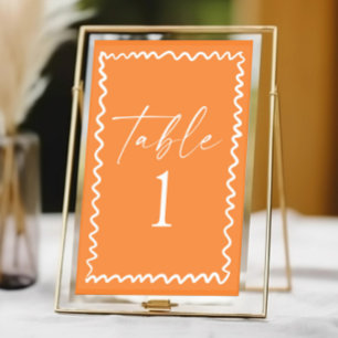 Tarjeta De Mesa Boda con borde ondulado de naranja cítrica caprich