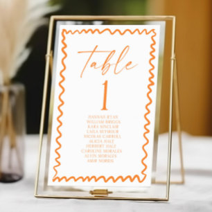 Tarjeta De Mesa Boda con borde ondulado de naranja cítrica caprich