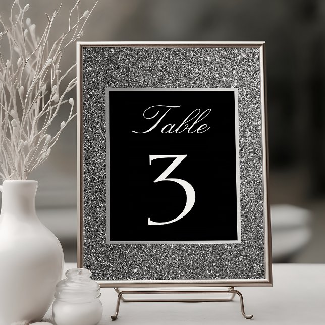 Tarjeta De Mesa Boda con brillo de plata (Subido por el creador)