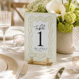 Tarjeta De Mesa Boda con enrejado francés en verde salvia