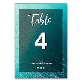 Tarjeta De Mesa Boda con entorno tropical de playa de verano simpl