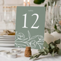 Boda con Floral Dibujada Verde Salvia
