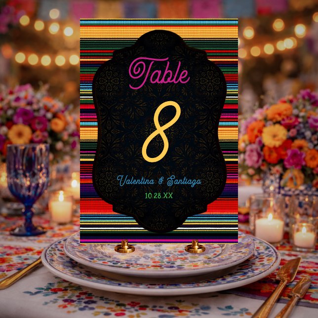 Tarjeta De Mesa Boda con flores mexicanas elegantes (Subido por el creador)
