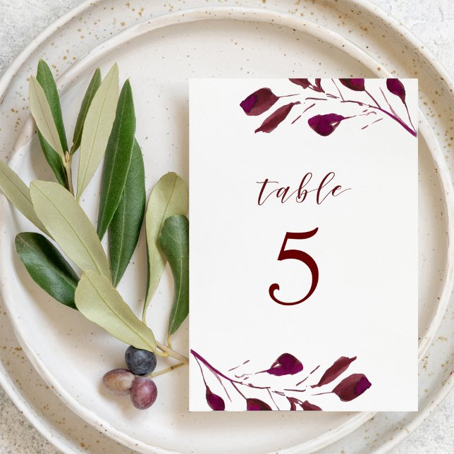 Tarjeta De Mesa Boda con Follaje Rojo Borgoña (Subido por el creador)