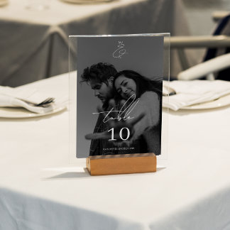 Tarjeta De Mesa Boda con foto de estilo moderno y guión manuscrito