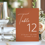 Tarjeta De Mesa Boda con guión de terracota rústica elegante moder<br><div class="desc">Número de mesa moderno y elegante con terracota rústica con letra de caligrafía y tipografía moderna. Ideal para bodas o sus próximas ocasiones especiales.</div>