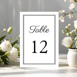 Tarjeta De Mesa Boda con guion en blanco y negro moderno