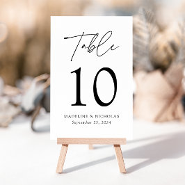 Tarjeta De Mesa Boda con guión negro minimalista moderno