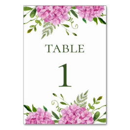 Tarjeta De Mesa Boda con Hortensias Rosadas