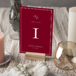 Tarjeta De Mesa Boda con letra script de Borgoña profunda