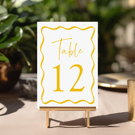 Tarjeta De Mesa Boda con Marco Amarillo Ondulado Moderno