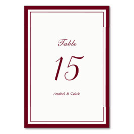 Tarjeta De Mesa Boda con Marco de Burgundy Rojo Clásico Elegante