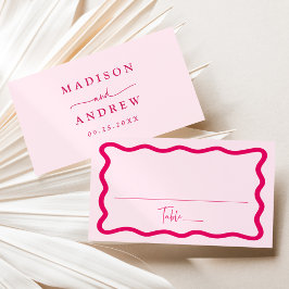 Tarjeta De Mesa Boda con marco ondulado rosa moderno