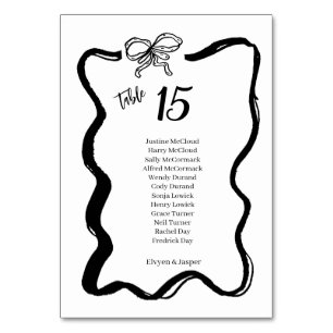 Tarjeta De Mesa Boda con marco vintage dibujado a mano en blanco y