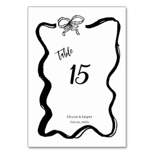 Tarjeta De Mesa Boda con marco vintage dibujado a mano en blanco y
