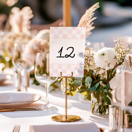 Tarjeta De Mesa Boda con patrón de tablero de ajedrez pintado de r