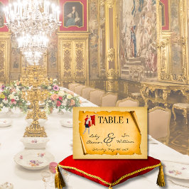 Tarjeta De Mesa Boda con Pergamino Antiguo Medieval