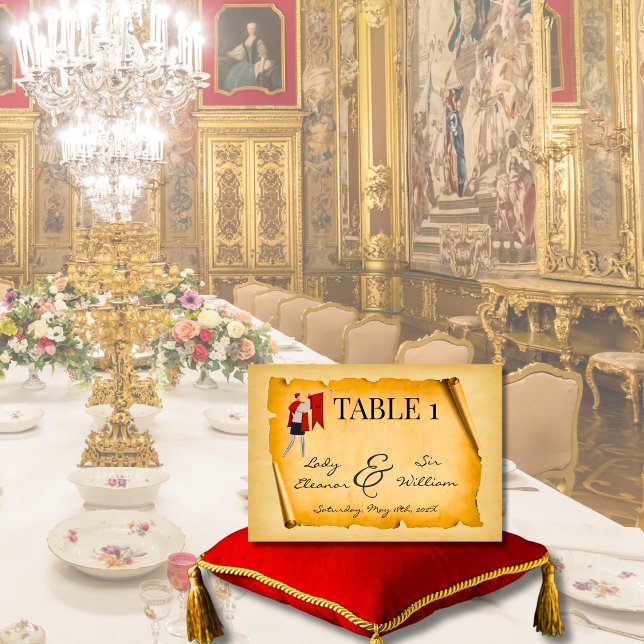 Tarjeta De Mesa Boda con Pergamino Antiguo Medieval (Subido por el creador)