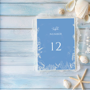 Tarjeta De Mesa Boda con temática de Blue Toile Ocean